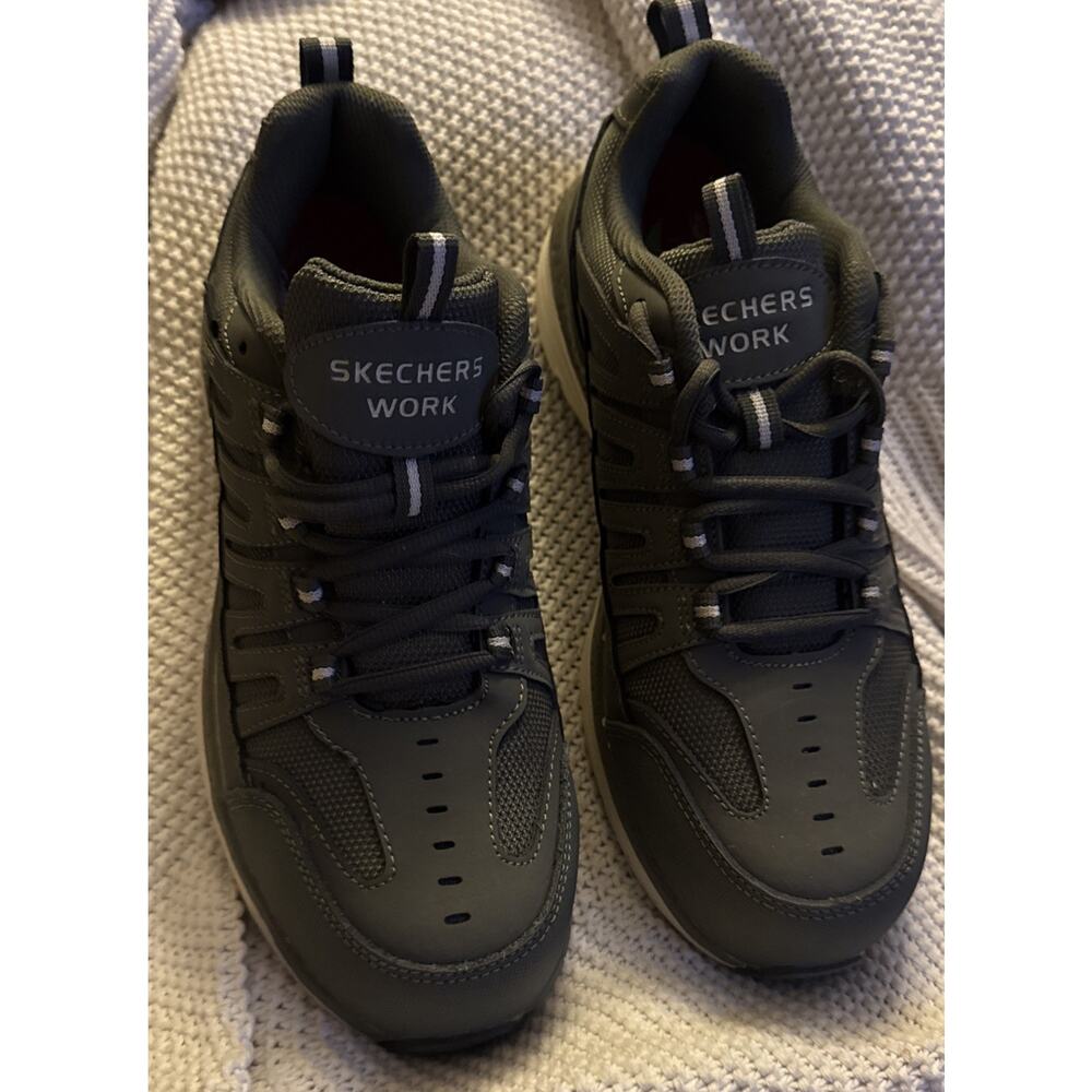 Skechers Men's Work Shoes 200152 Gray Arch Fit Slip Resistant Safety Toe Sz 9.5